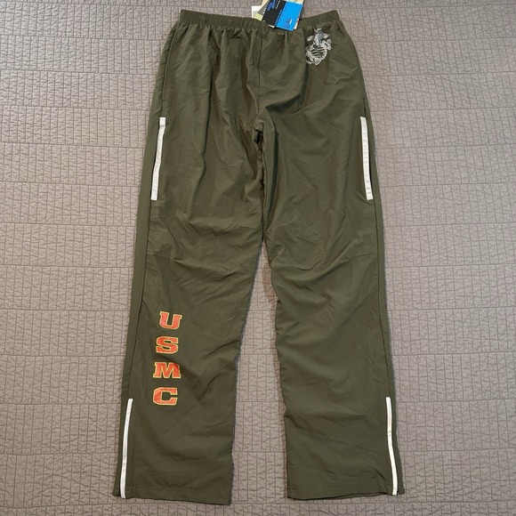 USMC New Balance Athletic Track Pants Men Medium Green Mesh Lined Marines NWT - Picture 1 of 13
